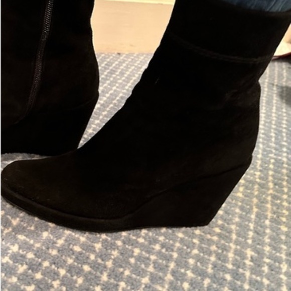 Stuart Weitzman black suede wedge booties, size 8 - Picture 7 of 8